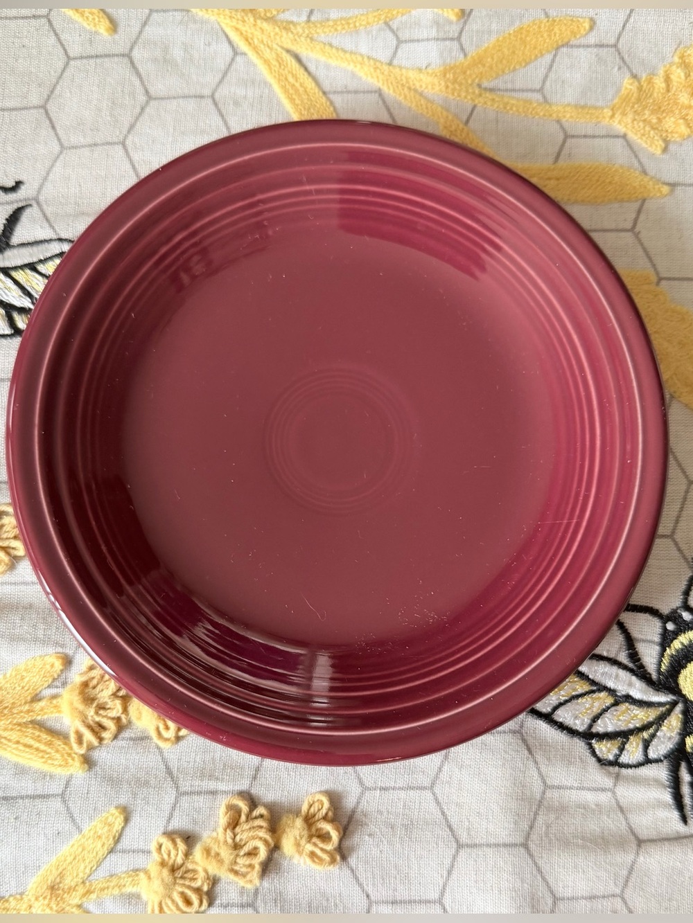 Fiesta Fiestaware Claret or Cinnabar 7 1/2” Dessert Plate - Excellent Condition